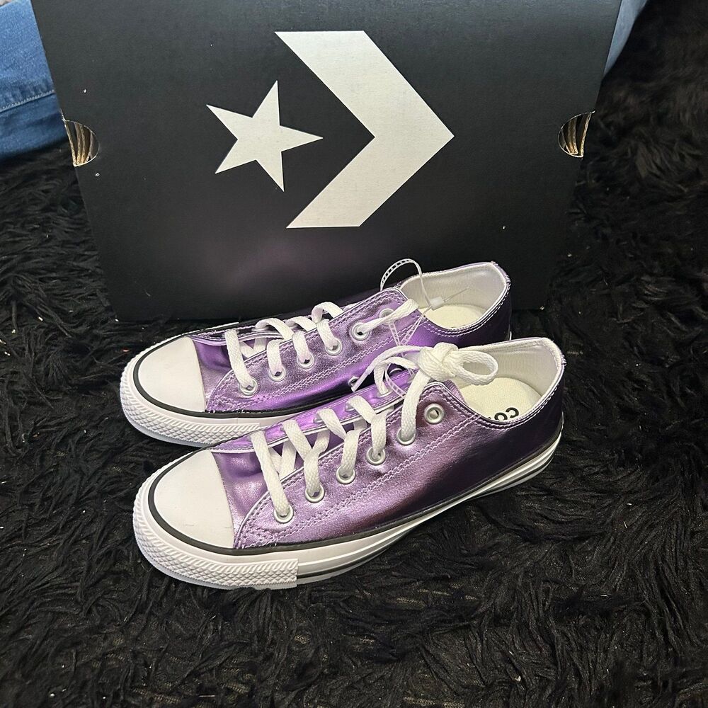 CONVERSE all Star purple metallic lace up shoes sneakers women’s 7.5 new